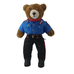 Vintage 1988 Brown Teddy Bear Dressed In Italian Polizia Uniform Made In Italy